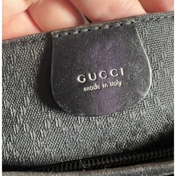 VTG 90s Gucci Nylon Leather Trim Compact Shoulder Bag Black Quiet Luxury Sleek - Picture 2 of 16